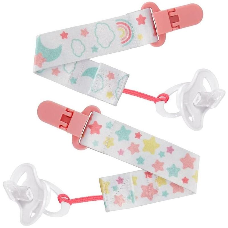 kit prendedor de chupeta buba 2 peças estrela rosa (mp)