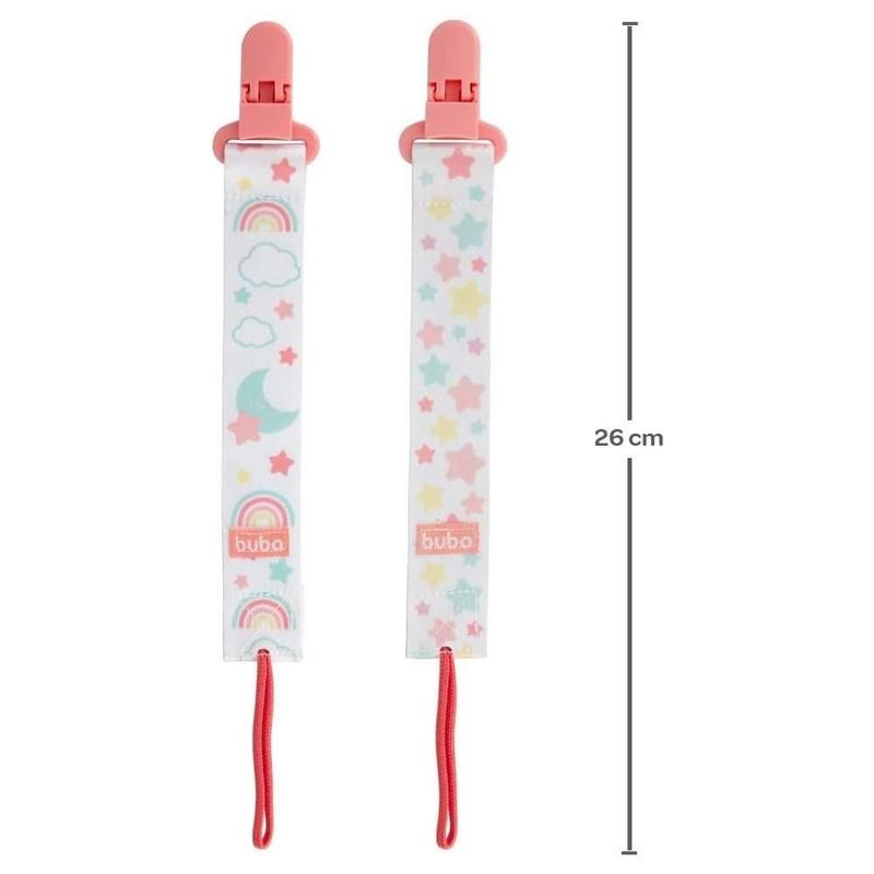kit prendedor de chupeta buba 2 peças estrela rosa (mp)