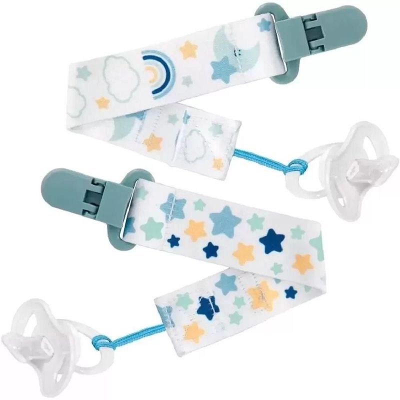 kit prendedor de chupeta buba 2 peças estrela azul (mp)