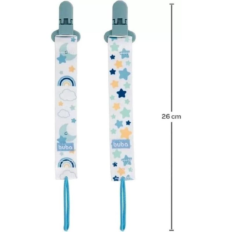 kit prendedor de chupeta buba 2 peças estrela azul (mp)