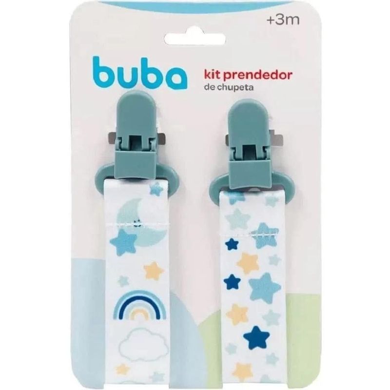 kit prendedor de chupeta buba 2 peças estrela azul (mp)