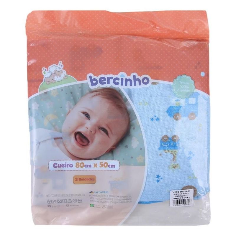 kit cueiro bercinho 3 peças azul 80x50cm (mp)