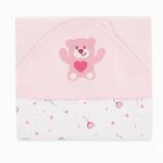 toalha de banho incomfral com capuz urso rosa 68x68cm (mp)