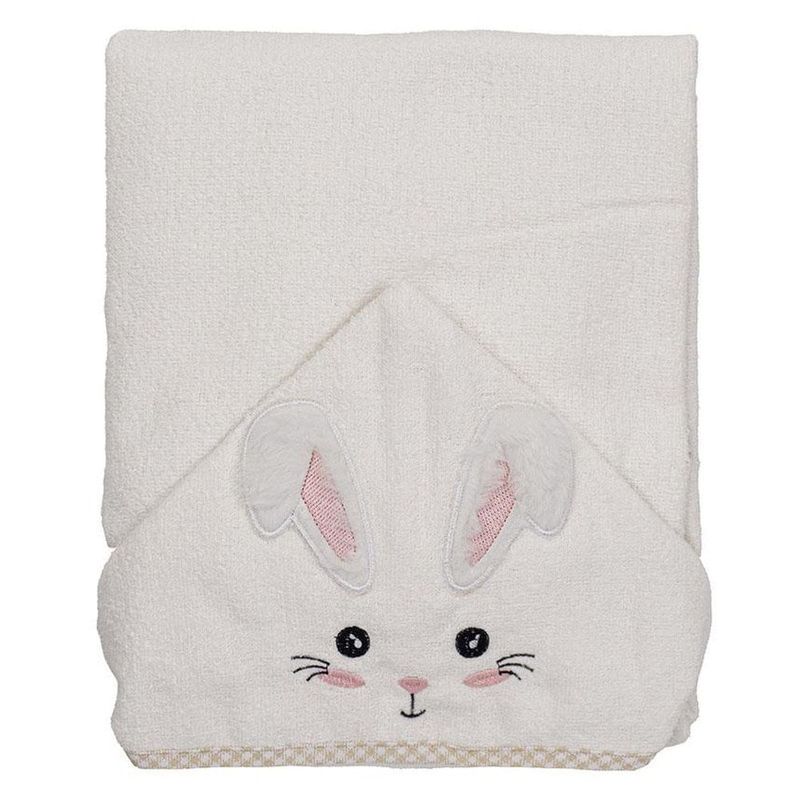 toalha de banho baby joy com capuz coelho bege (mp)