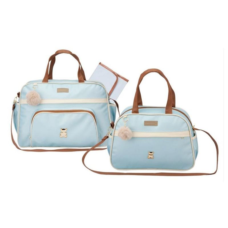 bolsa maternidade espera feliz 3 peças azul (mp)