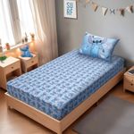 jogo de cama 2 peças solteiro portallar stitch e flor (mp)