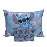 jogo de cama 2 peças solteiro portallar stitch e flor (mp)