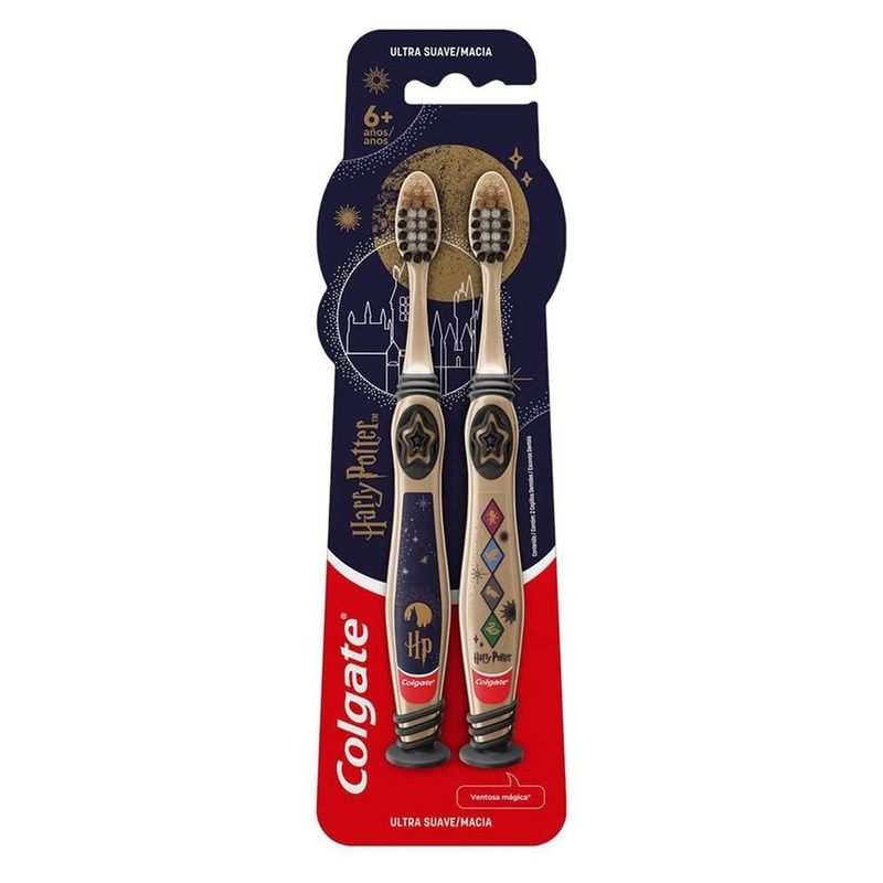 escova de dente infantil colgate harry potter ultra macia 2 unidades