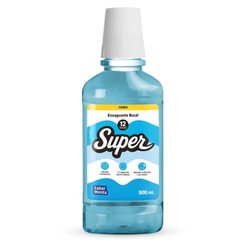 enxaguante bucal super cimed 12h sabor menta 500ml