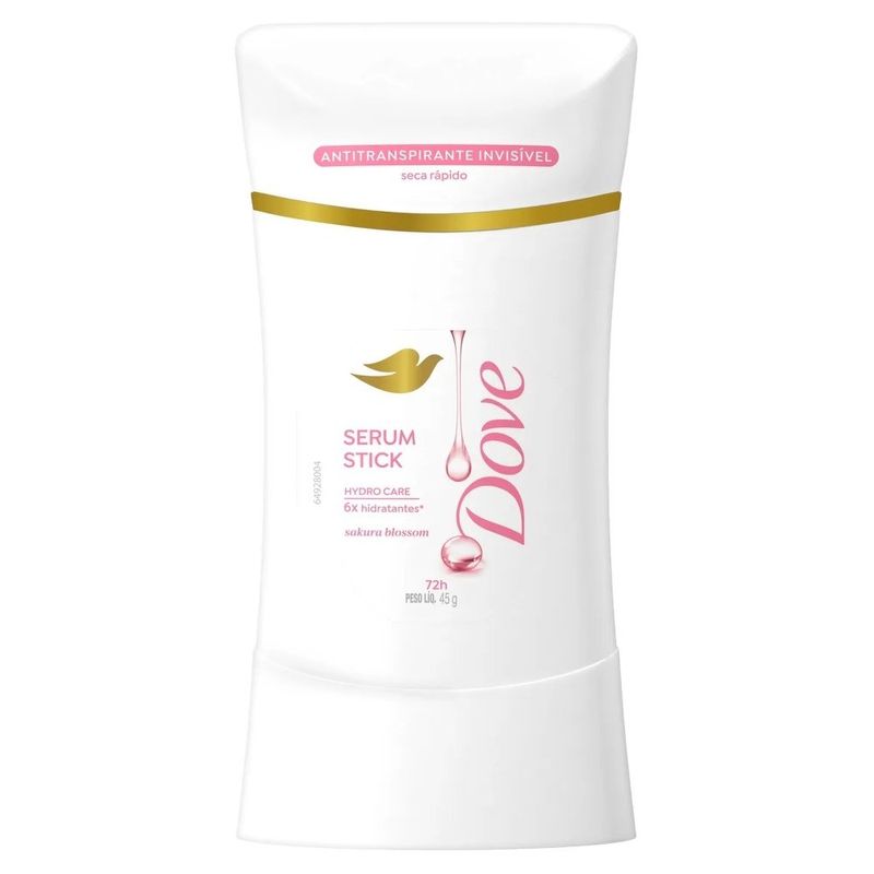 desodorante antitranspirante sérum stick dove sakura blossom invisível 72h 45g