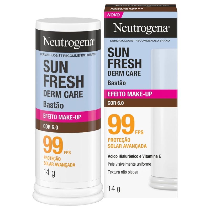 protetor solar neutrogena sun fresh derm care bastão efeito make-up fps 99 cor 6.0 14g