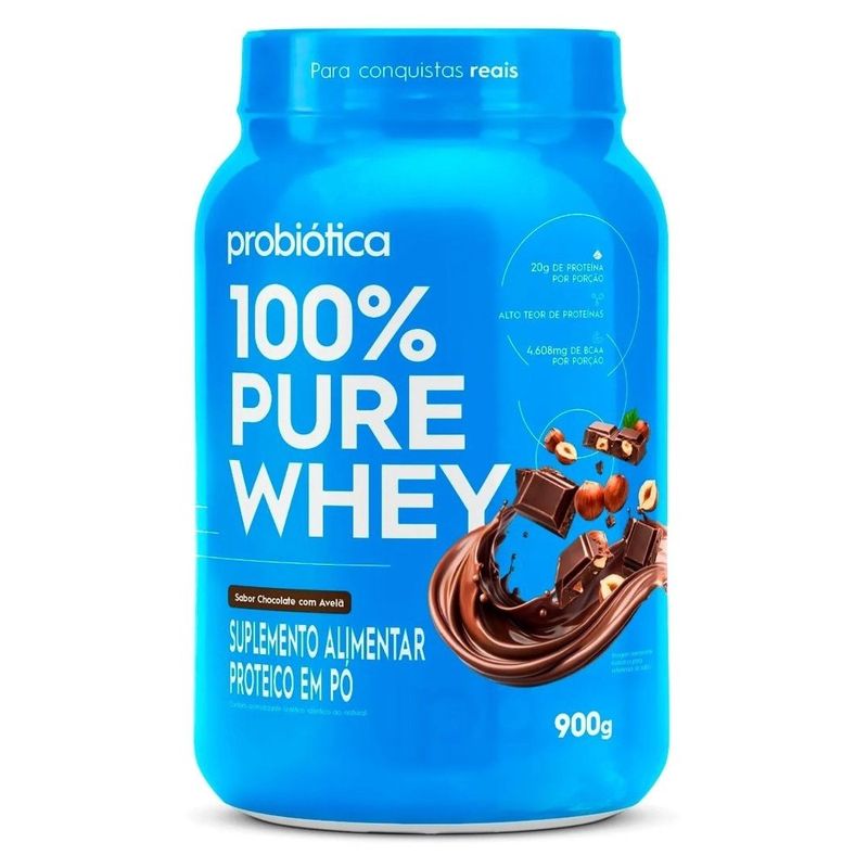 whey protein concentrado 100% pure whey probiótica sabor chocolate com avelã 900g