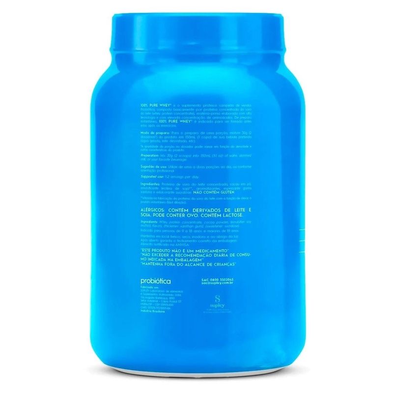 whey protein concentrado 100% pure whey probiótica sabor chocolate com avelã 900g
