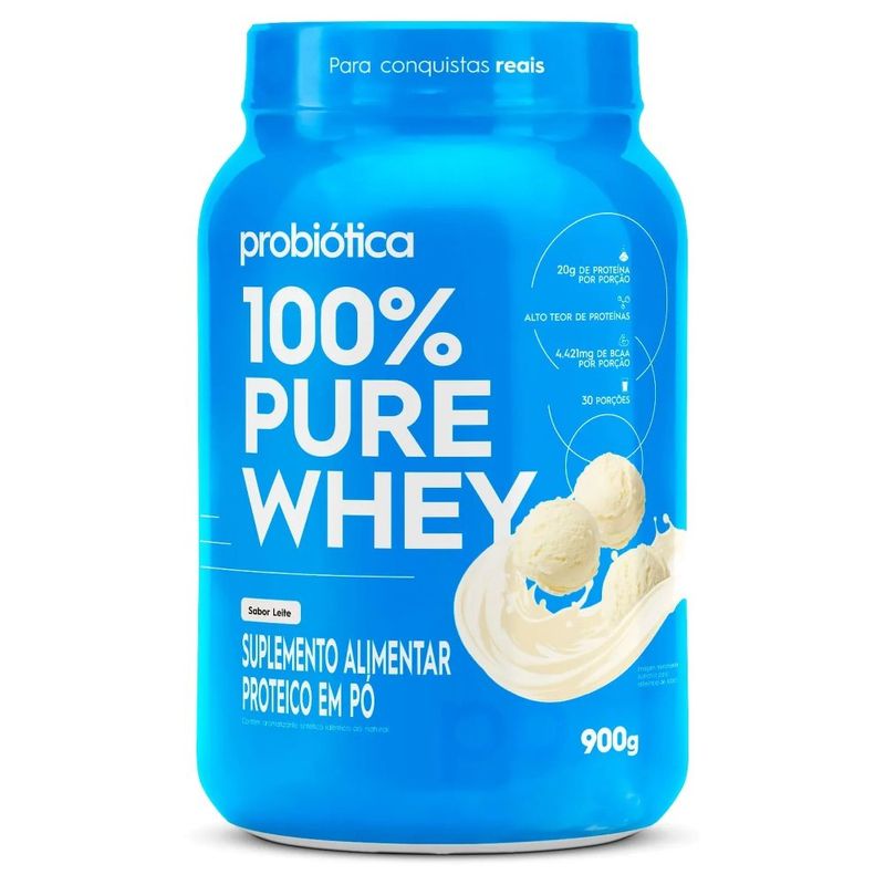whey protein concentrado 100% pure whey probiótica sabor leite 900g