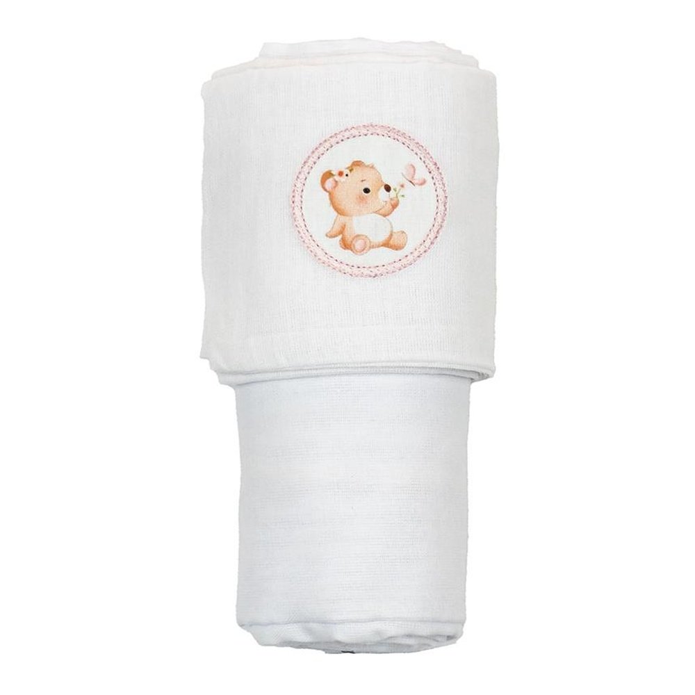 Jogo De Berço 2 Peças Sonhos Urso Rosa (MP)