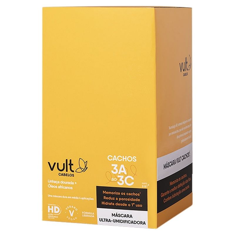 máscara capilar vult cabelos umidificadora cachos 8 sachês 60g cada
