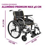 cadeira de rodas hidrolight premium max al12 em alumínio até 125kg 46cm (mp)