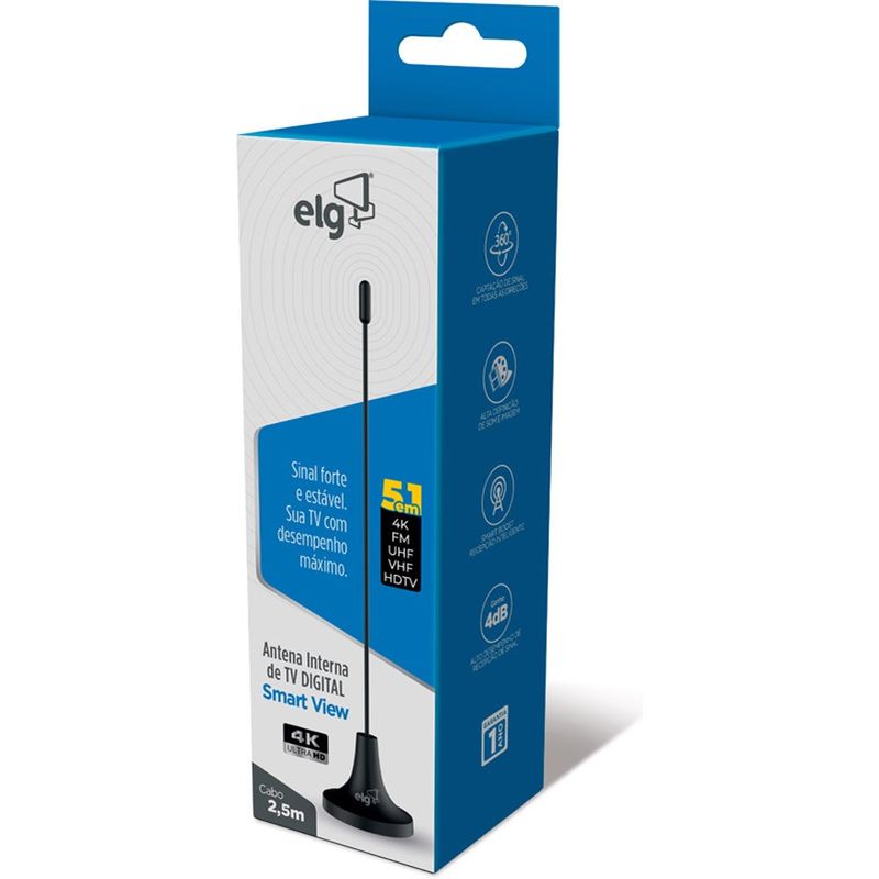 antena elg smart view 4k hdr - hdtv uhf vhf cabo