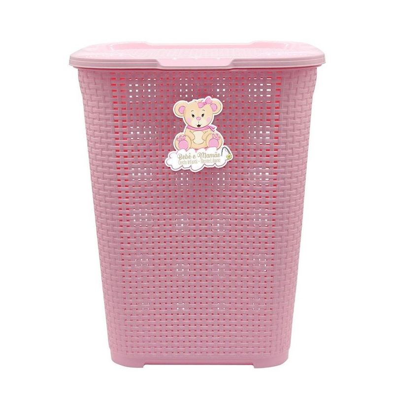 cesto de roupas infantil monte líbano 30l rosa (mp)