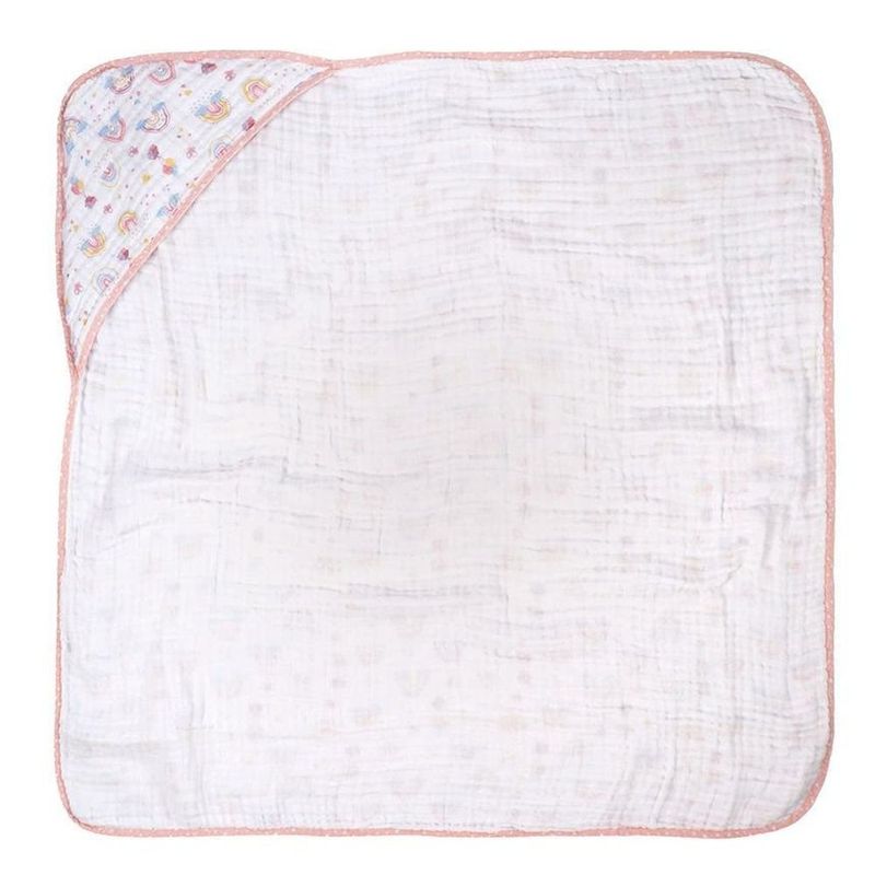 toalha de banho incomfral com capuz arco-íris rosa 70x70cm (mp)