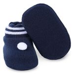 sapatinho infantil rn fio de amor com botão azul marinho (mp)