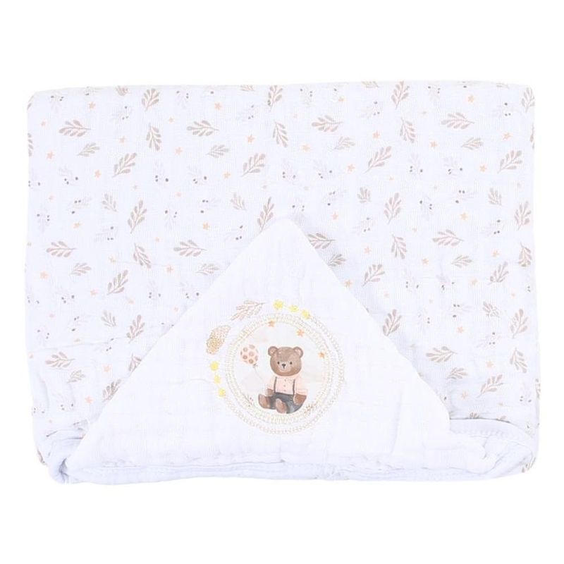 toalha de banho muito mimo com capuz urso bege 100x85cm (mp)