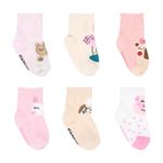 kit meia infantil pimpolho 6 pares n° 21-25 rosa sortido (mp)