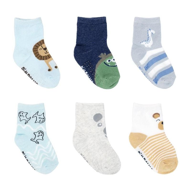kit meia infantil pimpolho 6 pares n° 21-25 azul sortido (mp)