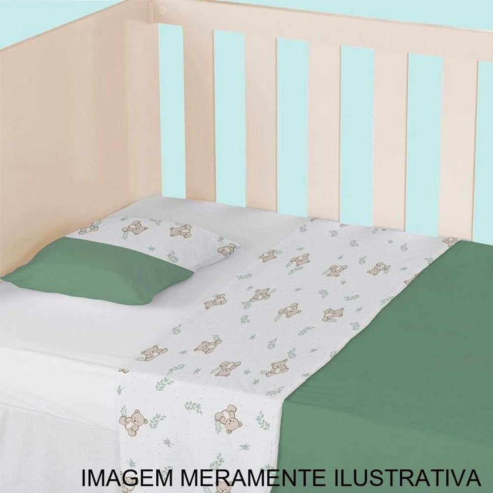 Jogo De Berço 3 Peças Papi Urso Verde (MP)