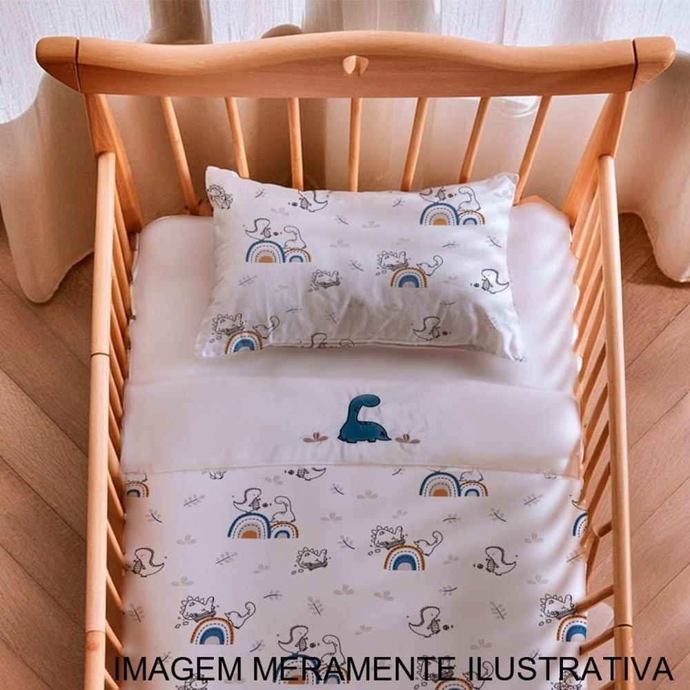 Jogo De Berço 3 Peças Papi Dinossauro Azul (MP)