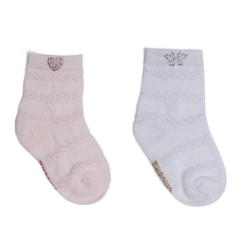 kit meia infantil pimpolho 2 pares n° 21-25 com strass sortido (mp)
