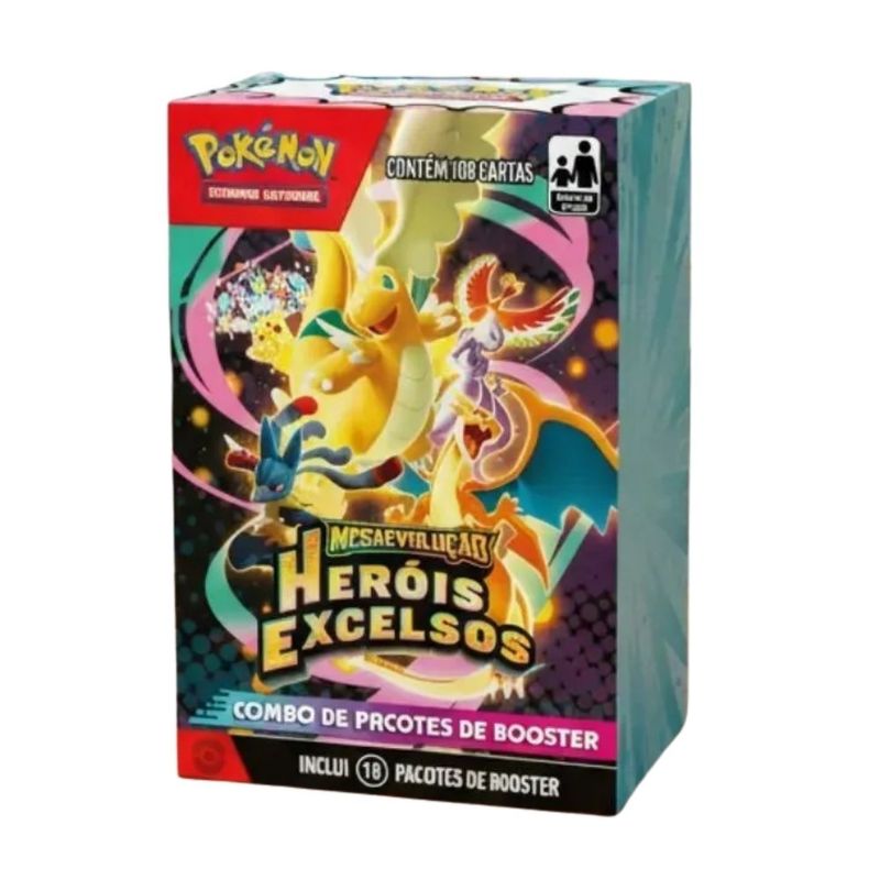 combo de booster copag pokémon heróis excelos 18 boosters me02.5 (mp)