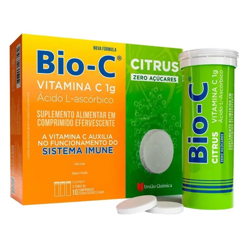 bio-c citrus ácido ascórbico 1g 30 comprimidos efervescentes união química
