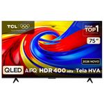 smart tv 75" 4k qled tcl 75p7l google tv até 120hz dolby vision atmos