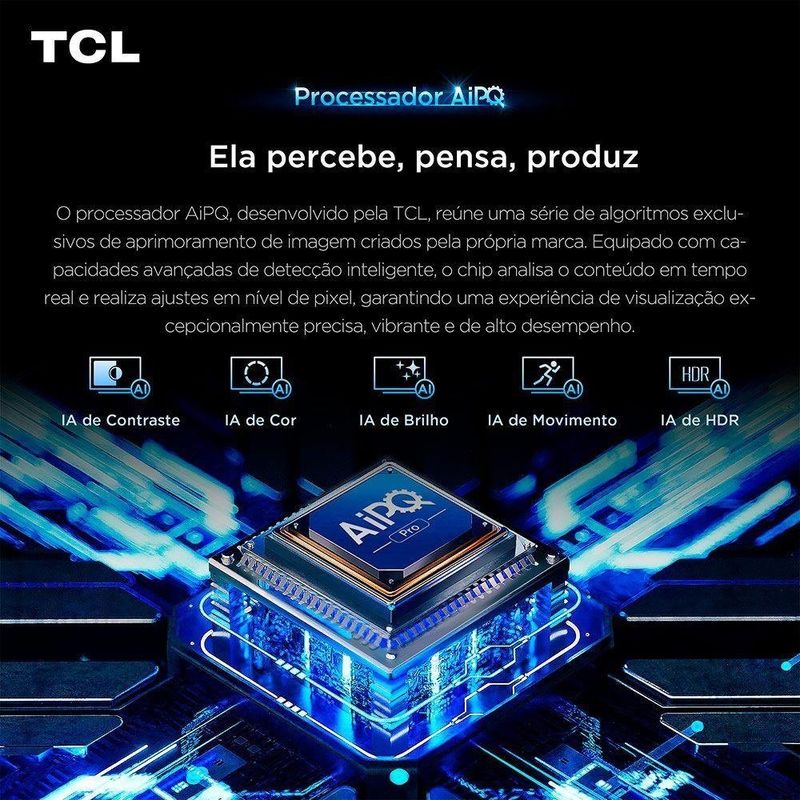 smart tv 75" 4k qled tcl 75p7l google tv até 120hz dolby vision atmos