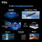 smart tv 75" 4k qled tcl 75p7l google tv até 120hz dolby vision atmos