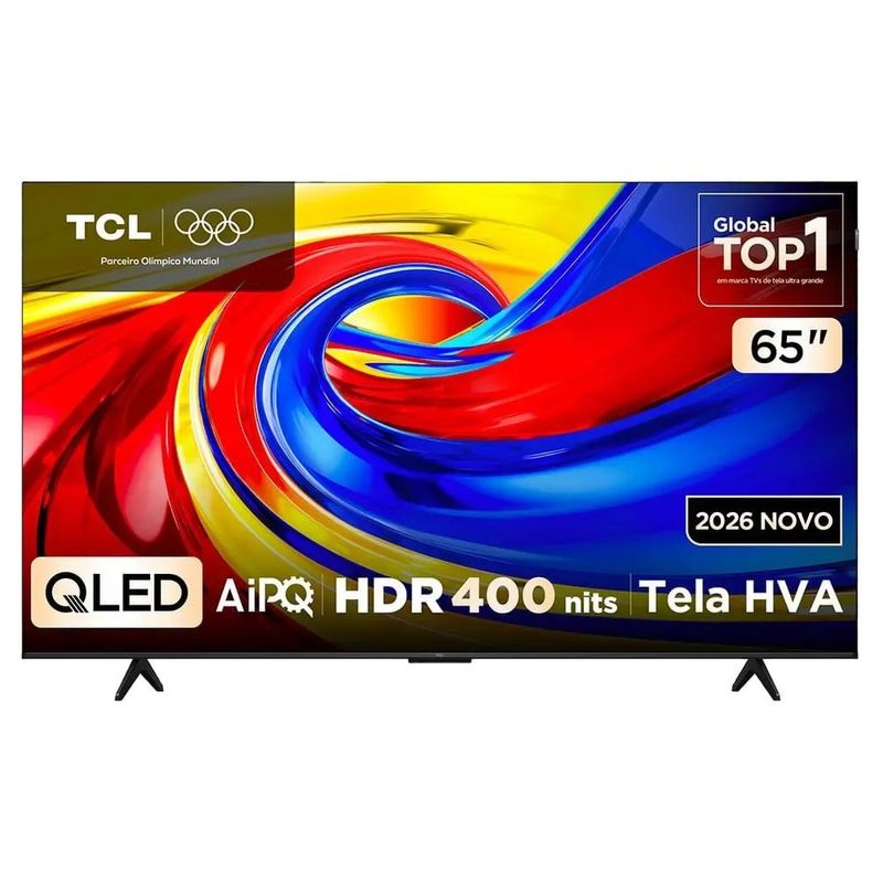 smart tv 65" 4k qled tcl 65p7l google tv até 120hz dolby vision atmos