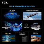 smart tv 65" 4k qled tcl 65p7l google tv até 120hz dolby vision atmos