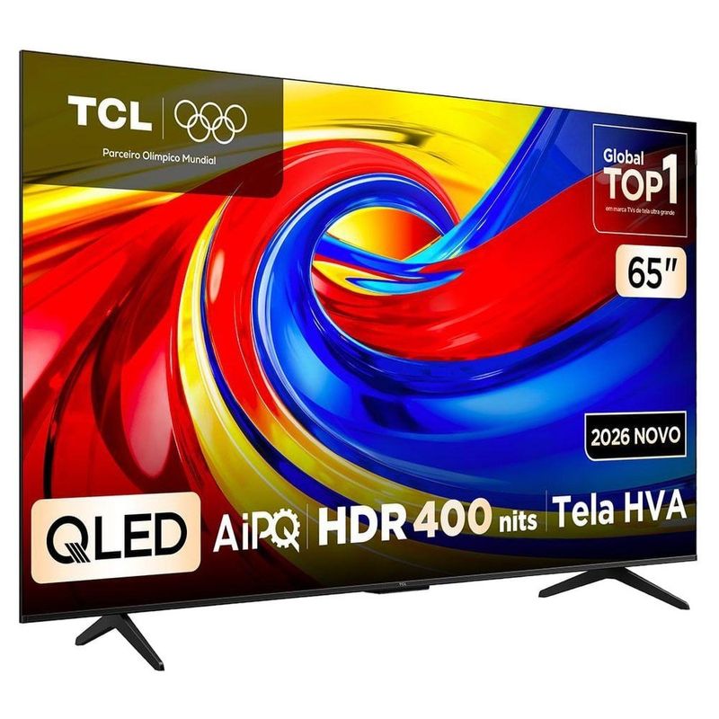 smart tv 65" 4k qled tcl 65p7l google tv até 120hz dolby vision atmos