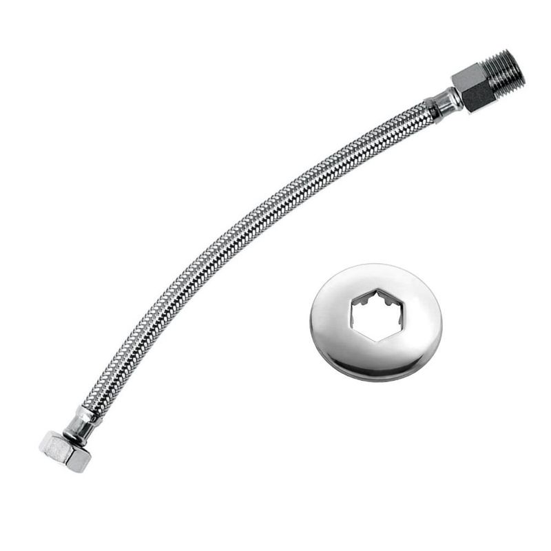 engate flexível roca com canopla 40cm aço trançado (mp)