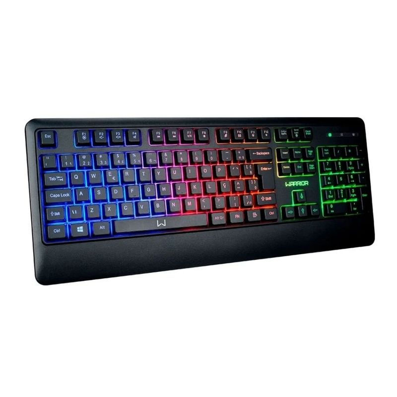 teclado gamer warrior membrana com fio rgb tc315 (mp)
