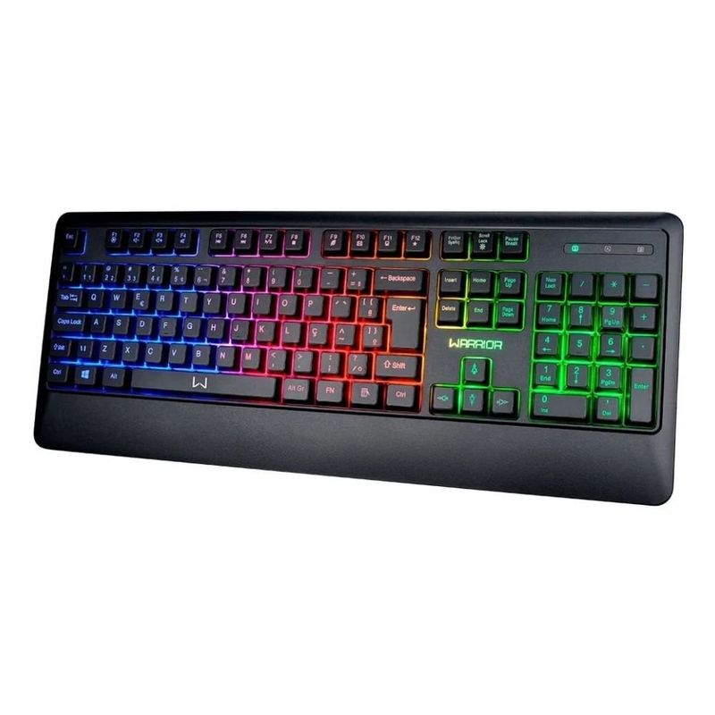 teclado gamer warrior membrana com fio rgb tc315 (mp)