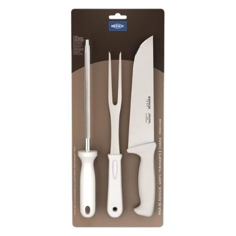 jogo para churrasco 3 peças brinox precision branco (mp)