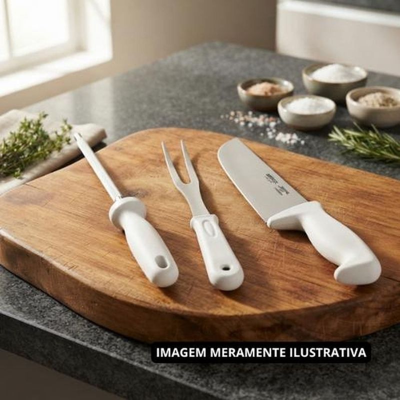 jogo para churrasco 3 peças brinox precision branco (mp)