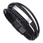 pulseira masculina trançada s/m 5 cordas courino inox 21cm (mp)