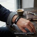 pulseira masculina trançada s/m 5 cordas courino inox 21cm (mp)