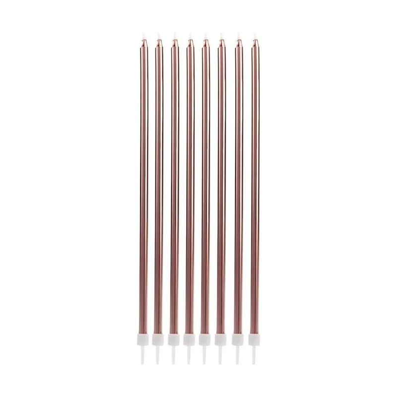 vela palito gigante silver festas metal bronze 8 unidades v096 (mp)