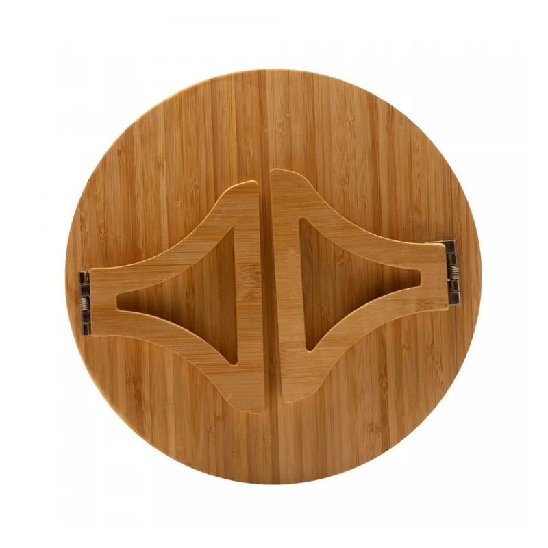 bandeja redonda dobrável lyor para sofá bambu 25cm 221164 (mp)