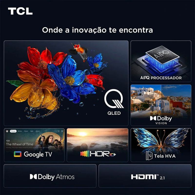 smart tv 4k 55" tcl uhd qled google tv 55t6c