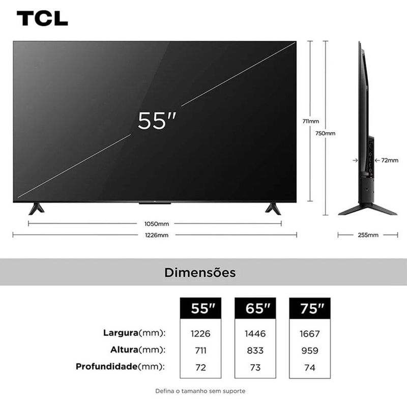 smart tv 4k 55" tcl uhd qled google tv 55t6c